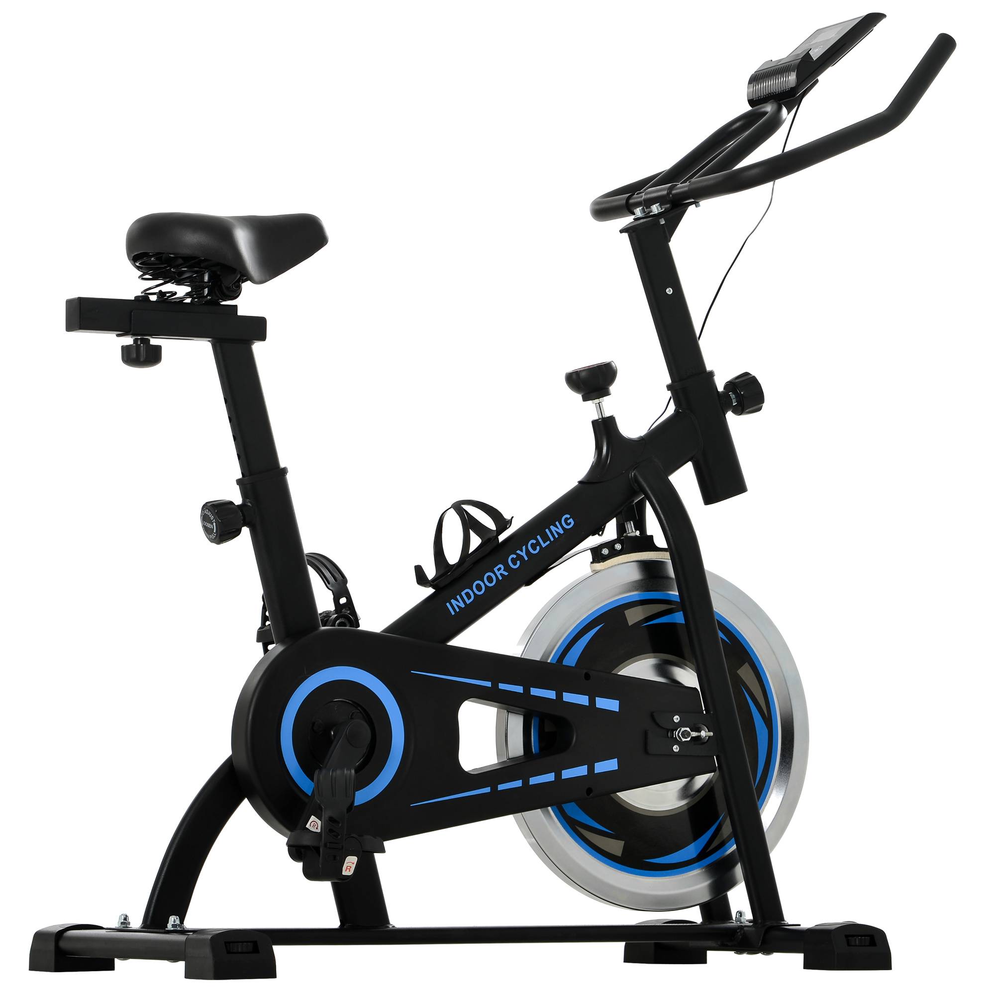 Movable Indoor Cycling Bike +LCD Monitor,Ipad Mount for Home Cardio Gym Machine