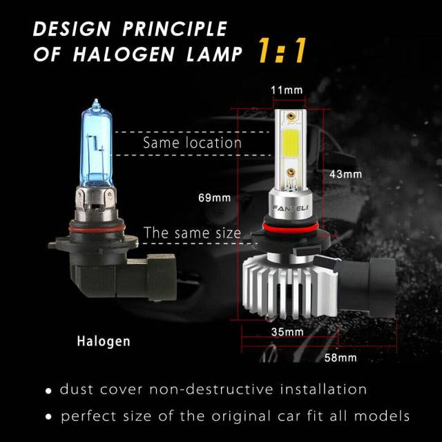 9006 HB4 LED Headlight Bulbs Kit Low Beam 6000K White 3005W 450750LM Foglight