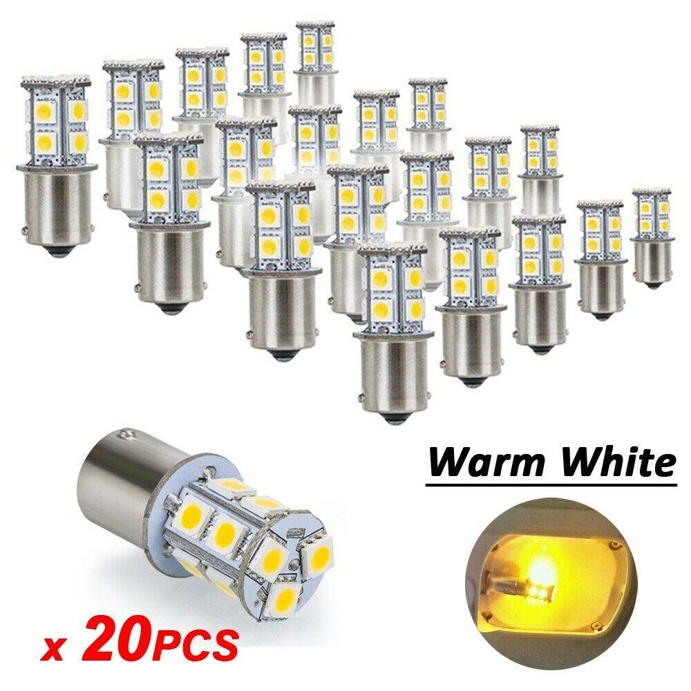 20pcs Warm White 1156 13 SMD LED 1141 1003 Interior Light Bulb Camper Trailer