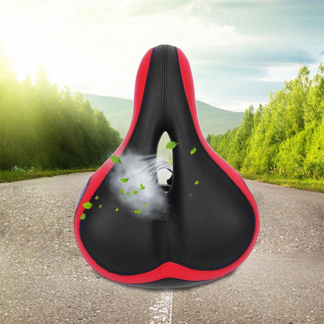 Thickened Wide Bum Shock Absorb Bike Saddle With High Reflective Stripe