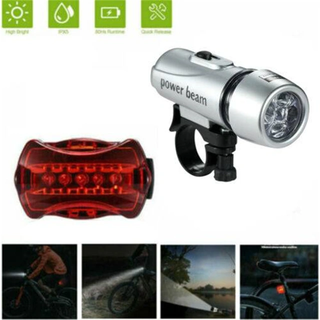 2PC Set Waterproof 5 LED Lamp Safety Flashlight Bike Bicycle Front Head Light