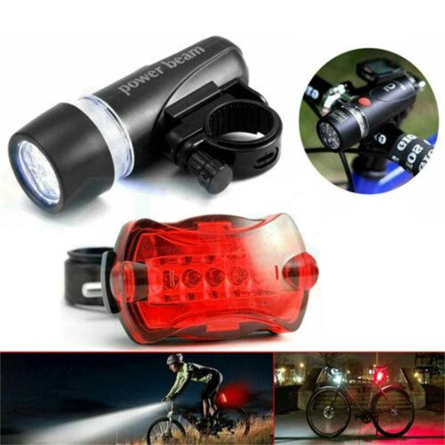 2PC Set Waterproof 5 LED Lamp Safety Flashlight Bike Bicycle Front Head Light