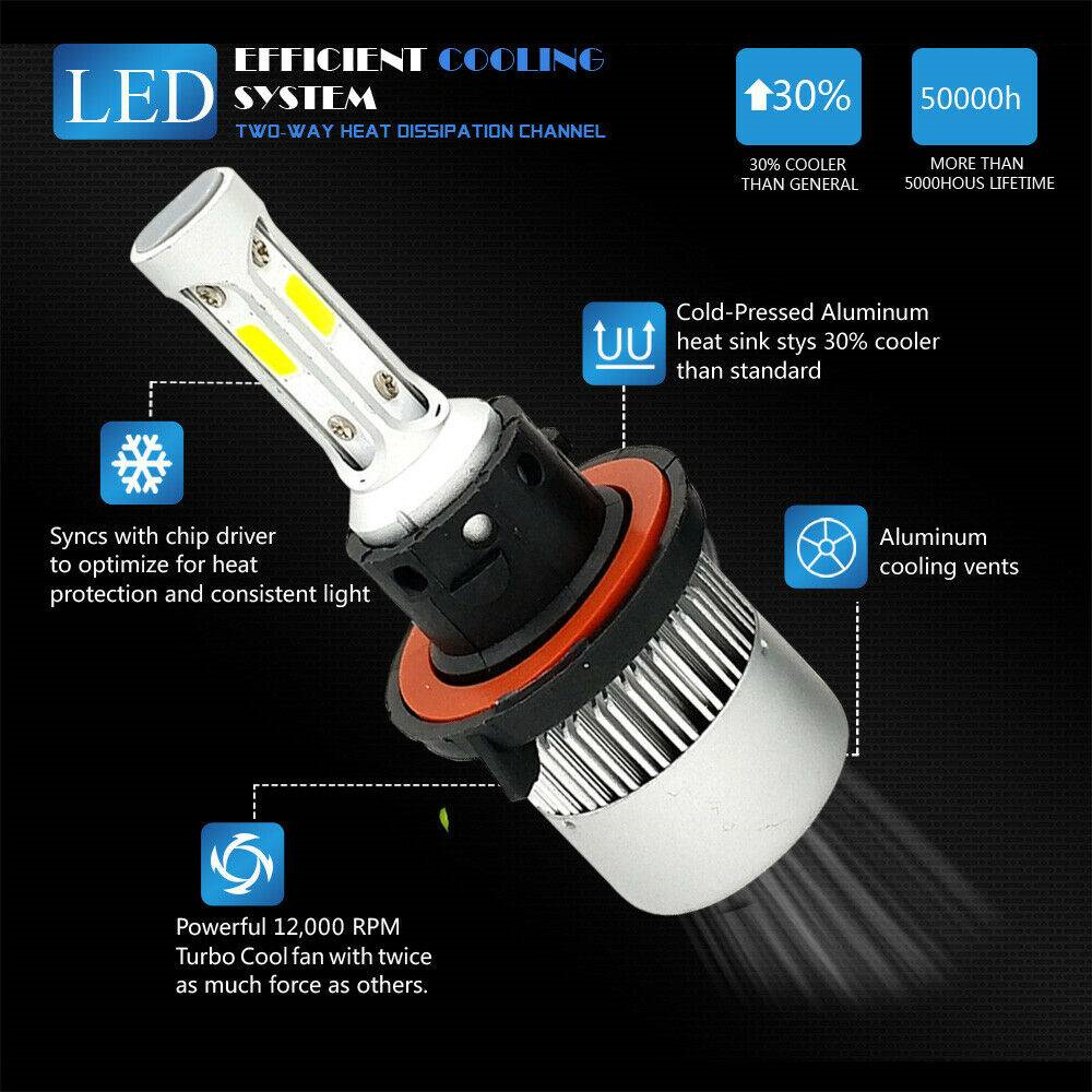 2PCS H13 9008 CREE LED Headlight Conversion Kit 285000LM HI-LO Beam Bulbs 6000K