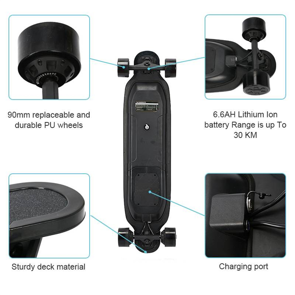4 Wheels Fast Electric Longboard Skateboard With Dual Hub Motors