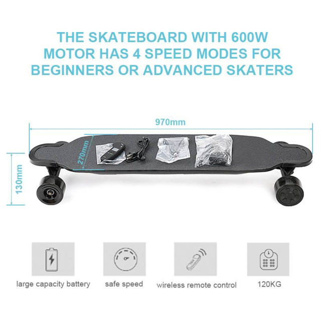 4 Wheels Fast Electric Longboard Skateboard With Dual Hub Motors