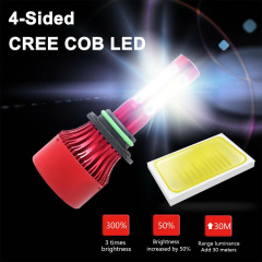 2x 4-Sided Cree LED Headlight Set 9006 HB4 9012 6000K 330750LM Low Beam Bulbs
