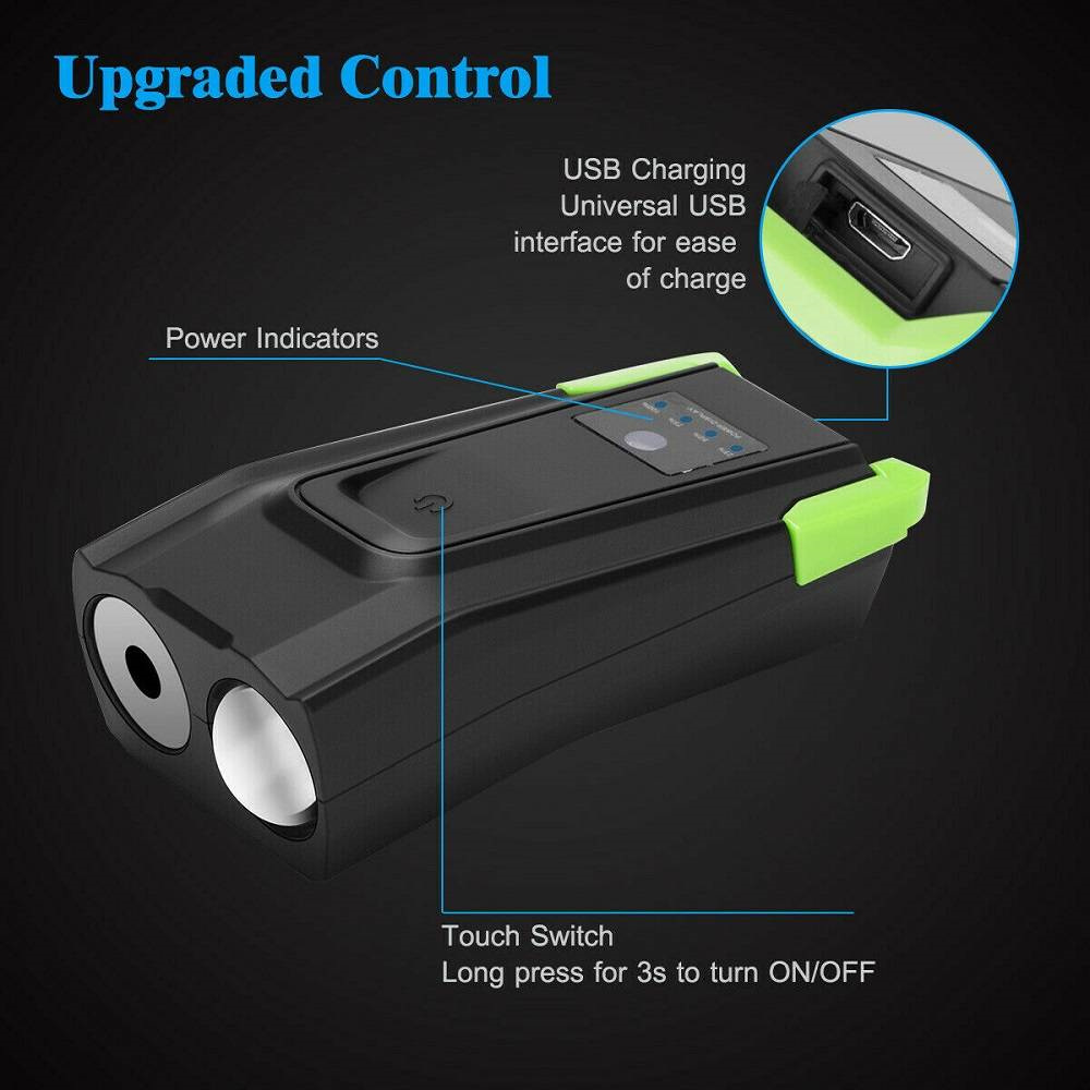 USB Rechargeable LED Bicycle Headlight Bike Head Light Front Lamp Cycling +Horn