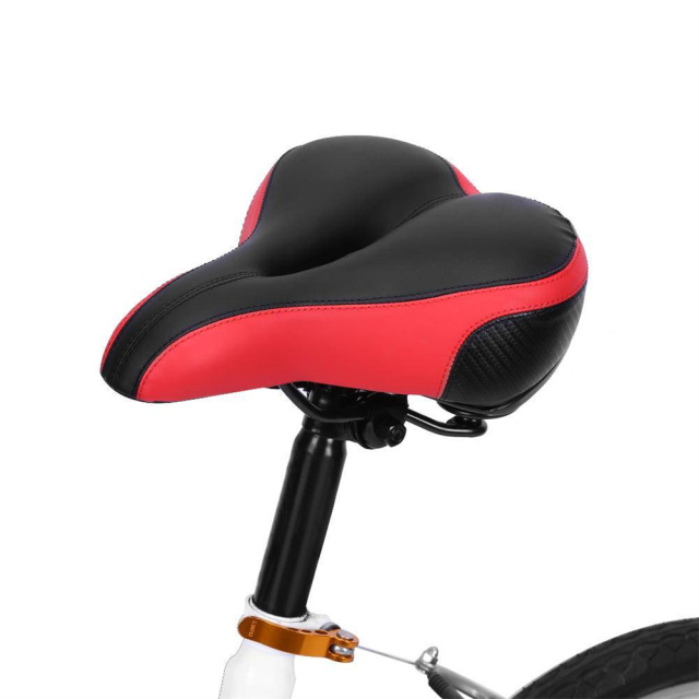 Thickened Wide Bum Shock Absorb Bike Saddle With High Reflective Stripe