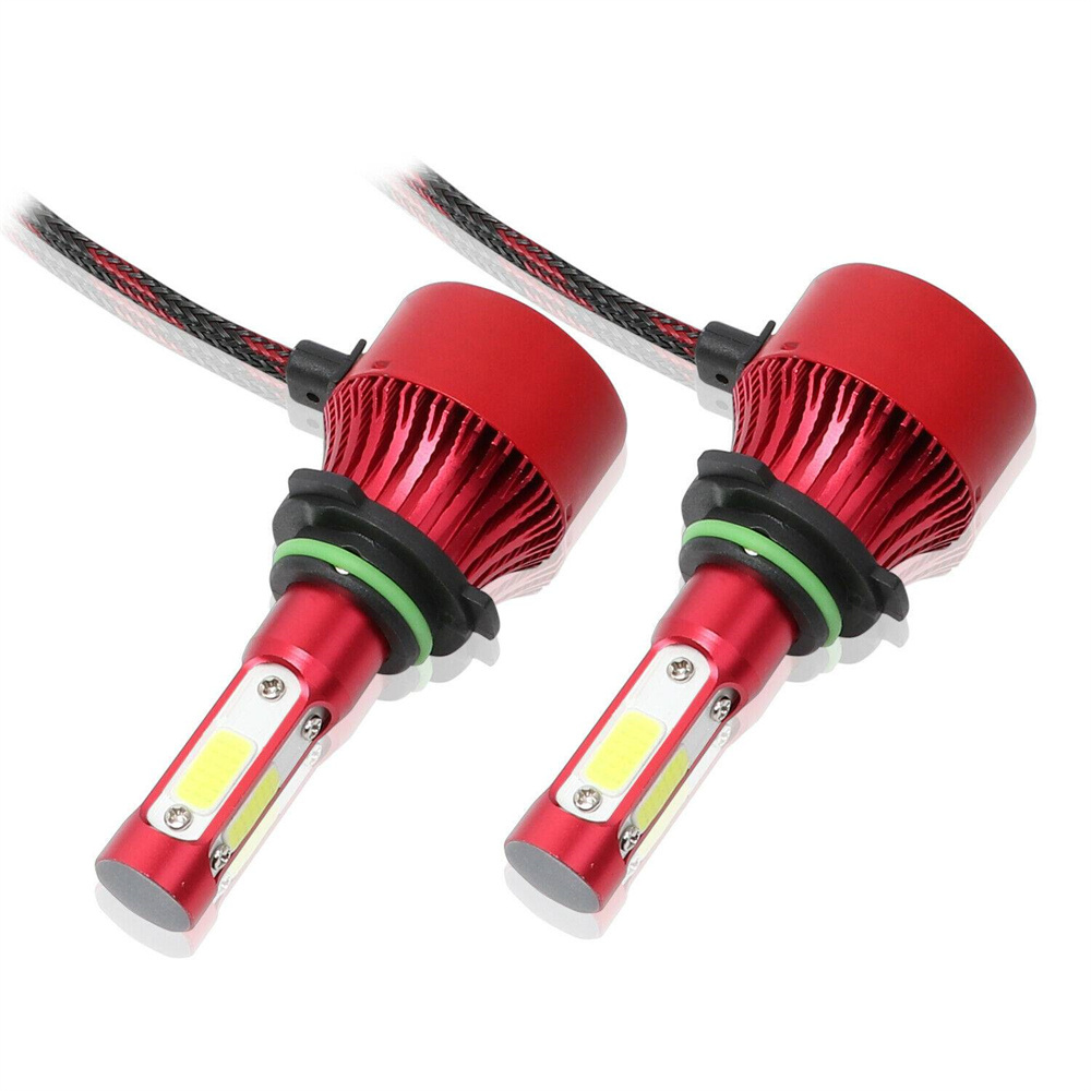 2x 4-Sided Cree LED Headlight Set 9006 HB4 9012 6000K 330750LM Low Beam Bulbs