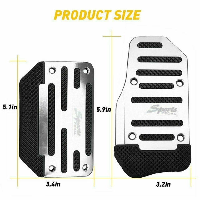 2pc Universal Non-Slip Automatic Gas Brake Foot Pedal Pad Cover Accessories Kit