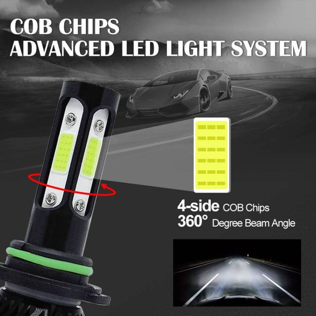 26000LM 120W V4 9006 Car Headlight 4-Sides LED Bulb Auto Headlamp White Light