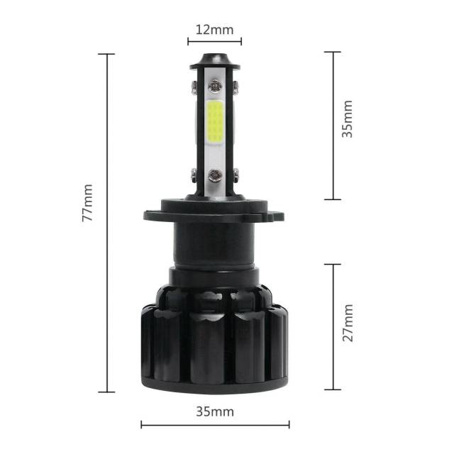 4-Sides H7 LED Headlight high low Fog Light Kits High Power Bulbs 6500K Canbus