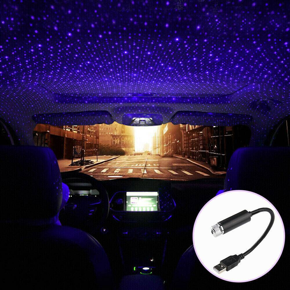 USB Car Interior Starrry Sky Lamp LED Projector Star Night Light Blue Purple
