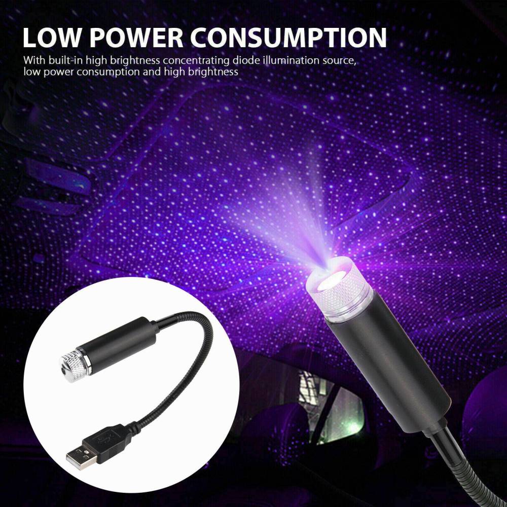 USB Car Interior Starrry Sky Lamp LED Projector Star Night Light Blue Purple