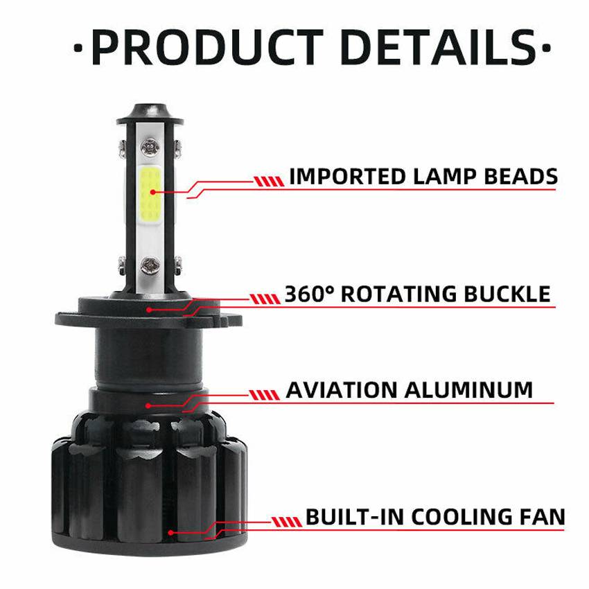 2xH4 LED Headlight Bulbs High/Low Beam Conversion Kit White 6500K 2400W 16000LM
