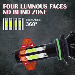 26000LM 120W V4 9006 Car Headlight 4-Sides LED Bulb Auto Headlamp White Light
