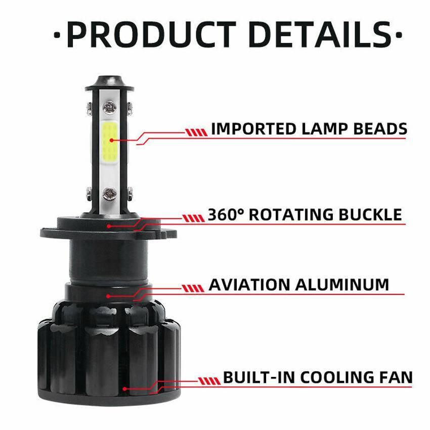 H13/9008 LED Headlight Bulbs Kit 4 Sided 360° High/Low Beam LED Bulbs 6500K
