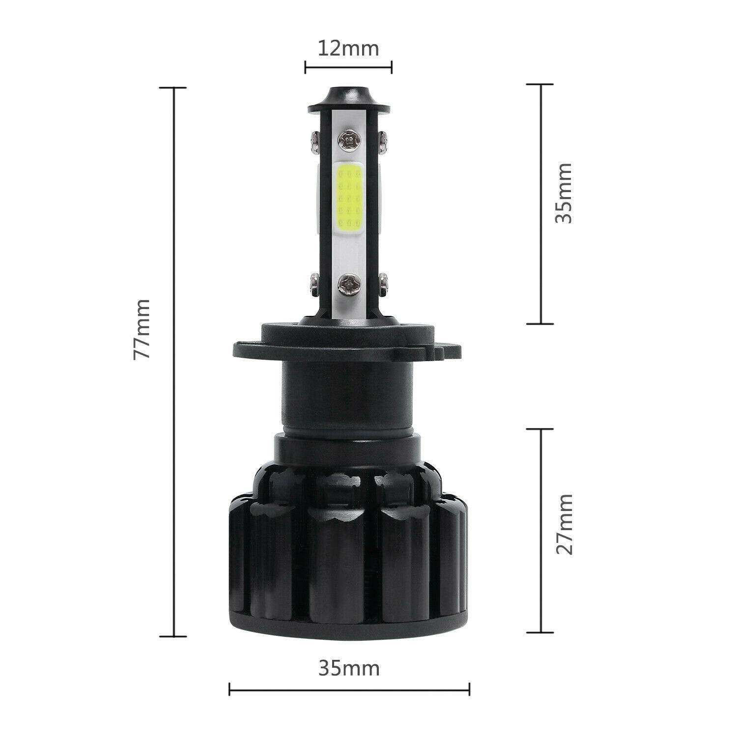 2xH4 LED Headlight Bulbs High/Low Beam Conversion Kit White 6500K 2400W 16000LM