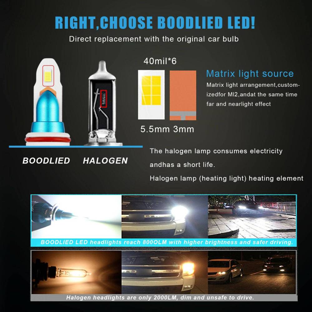 2PCS 9005 HB3 LED Headlight Bulbs Conversion Kit High Low Beam 6500K Cool White