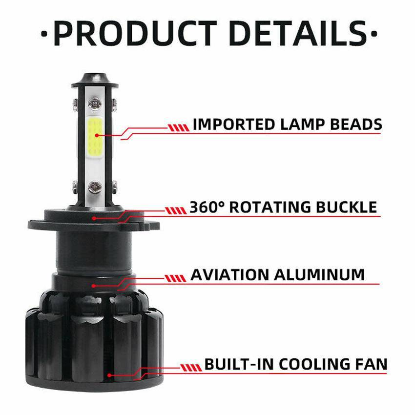9006 HB4 LED Headlight Bulbs Conversion Kit High Low Beam Fog 6500K Super White