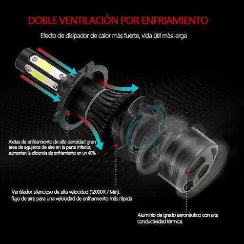 4-Sides H13 9008 LED Headlight Bulbs Conversion Kit Hi/Low Beam Fog Light 6500K