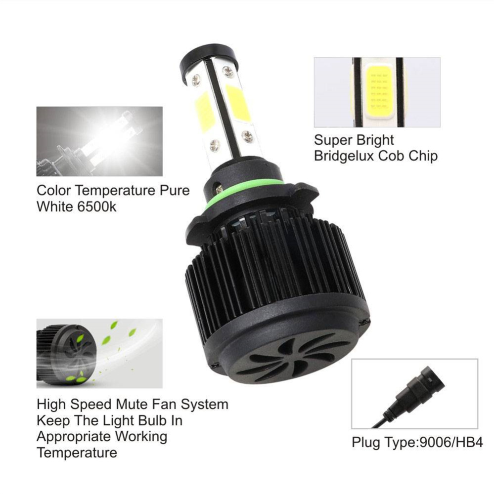 4 Sides 9006 HB4 120W 32000LM LED Headlight Conversion 6000K Low Beam Bulb Lamp