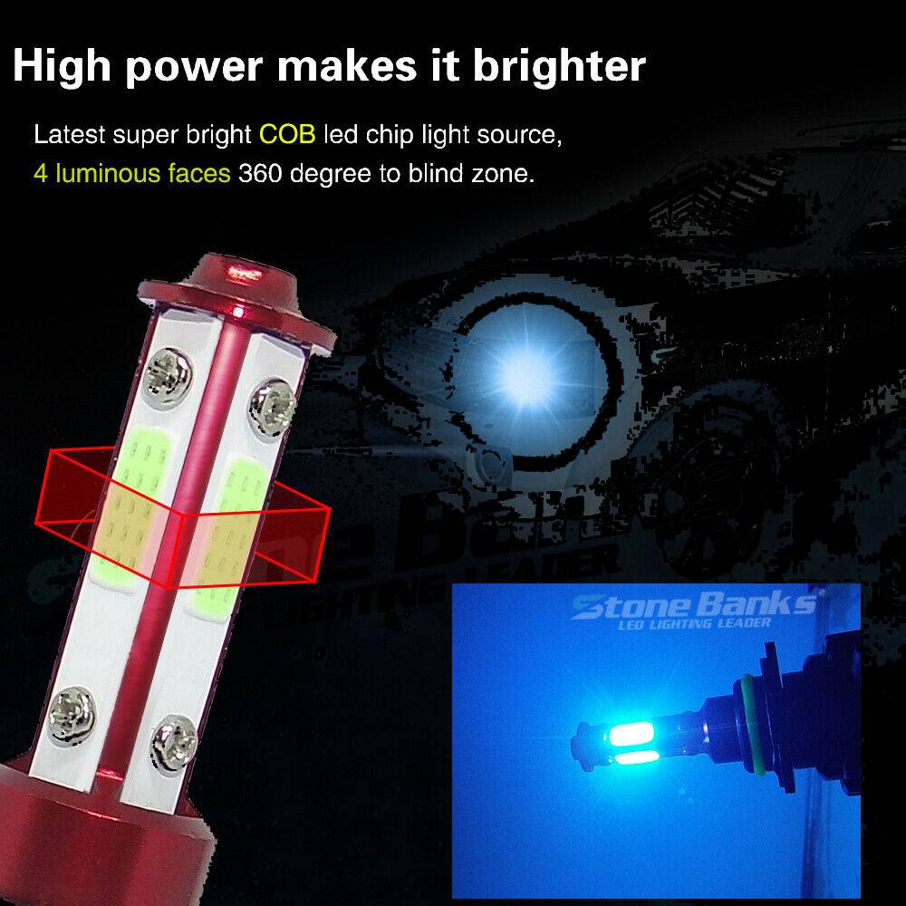 4-sided 9005 HB3 9140 9145 LED High Beam Fog Bulb Conversion Kit 120W 8000K