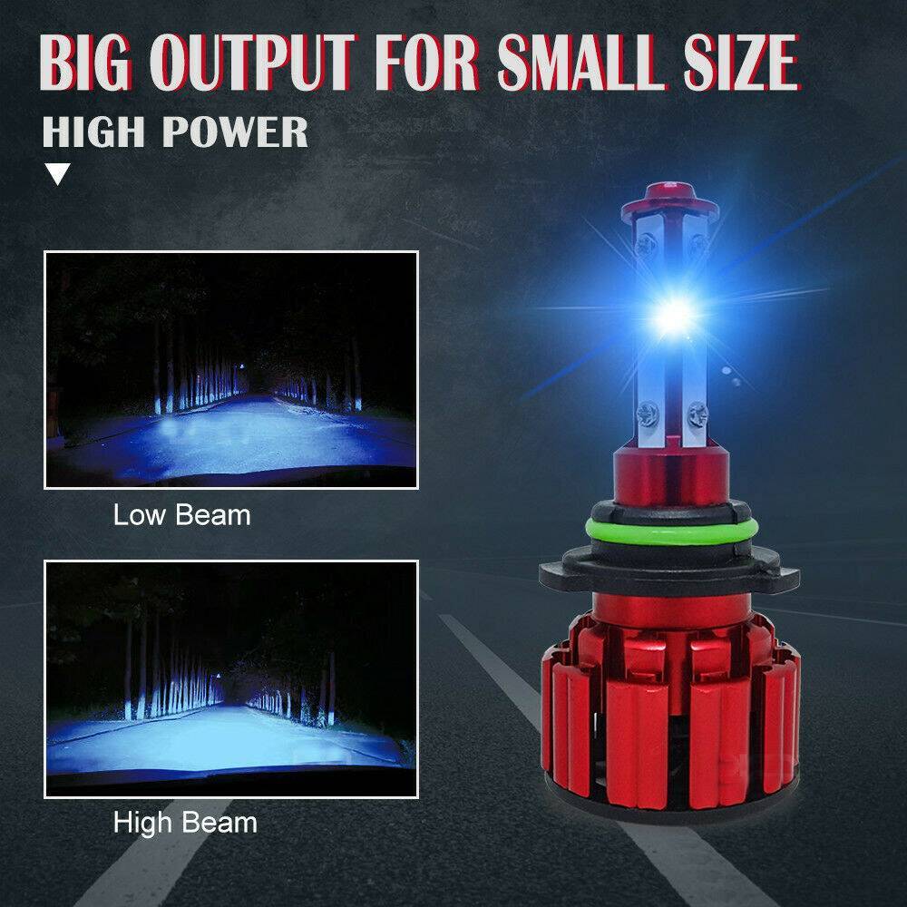 4-Sides HB4 9006 LED Headlight Bulb Foglight Kit High Low Beam 8000K Blue Light