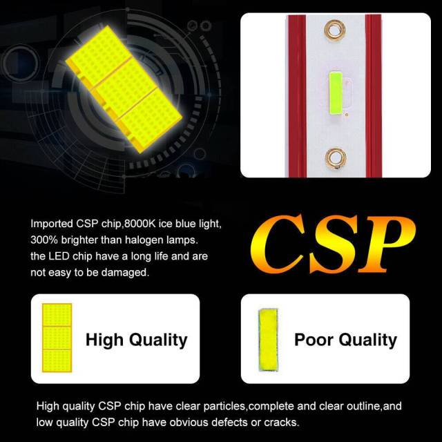 2PCS H11 LED Headlight Super Bright Bulb Kit 8000K Blue