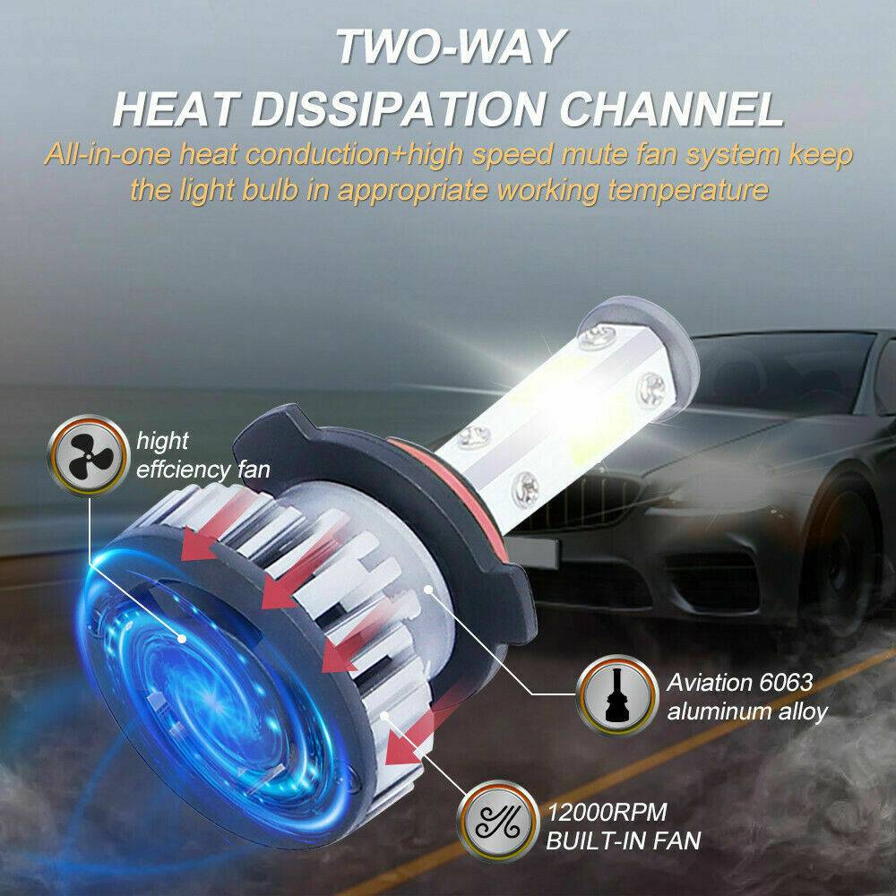 6PCS 4-sided 9005 9006 H11 LED Combination Headlight High Beam Fog Light Kit