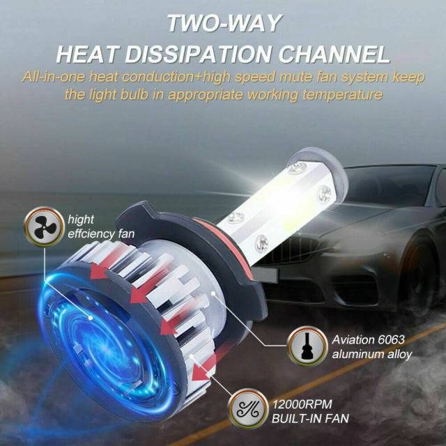 6PCS 4-sided 9005 9006 H11 LED Combination Headlight High Beam Fog Light Kit