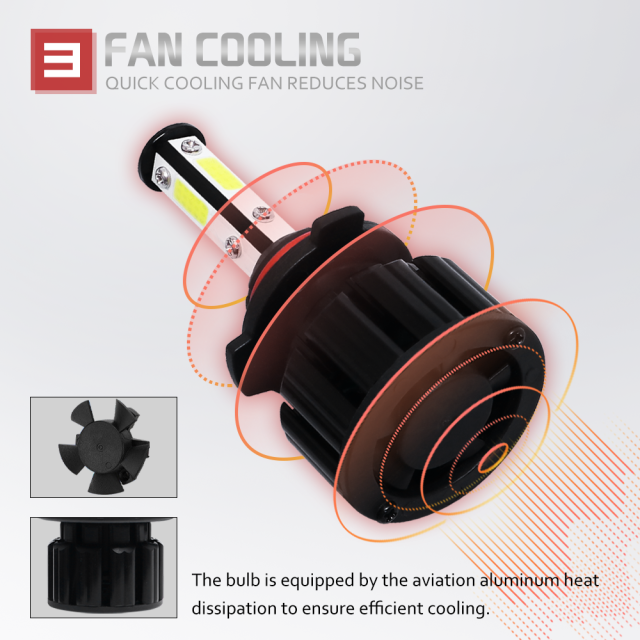 4PCS 4-sided COB 9005 HB3 LED Headlight Bulb Kit 6500K High Beam White