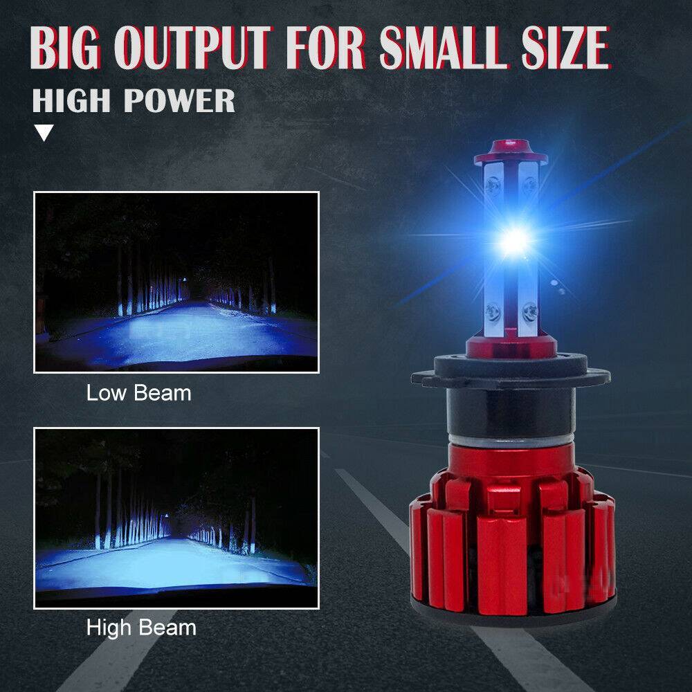 2PCS H7 LED Headlamp High Beam/low Beam Bulb Kit 8000K