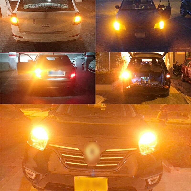2x T20 7440 LED 144SMD CANBUS Amber Reverse Tail Turn Signal Light Bulb