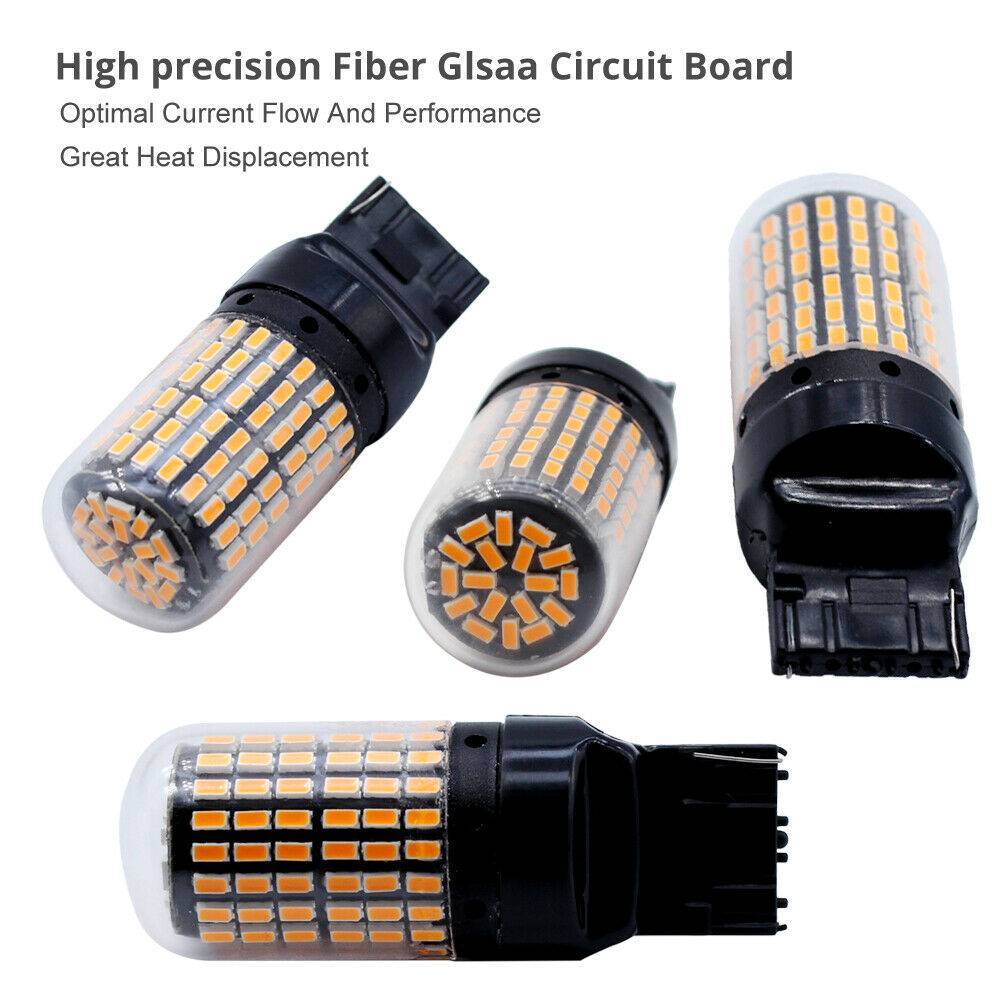 2x T20 7440 LED 144SMD CANBUS Amber Reverse Tail Turn Signal Light Bulb