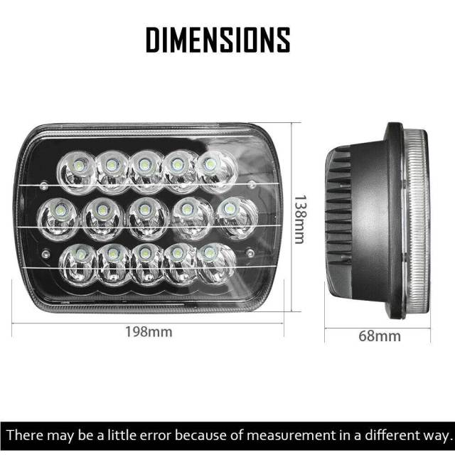 4PCS H6054 5x7" 7x6" LED Headlight High/Low Beam