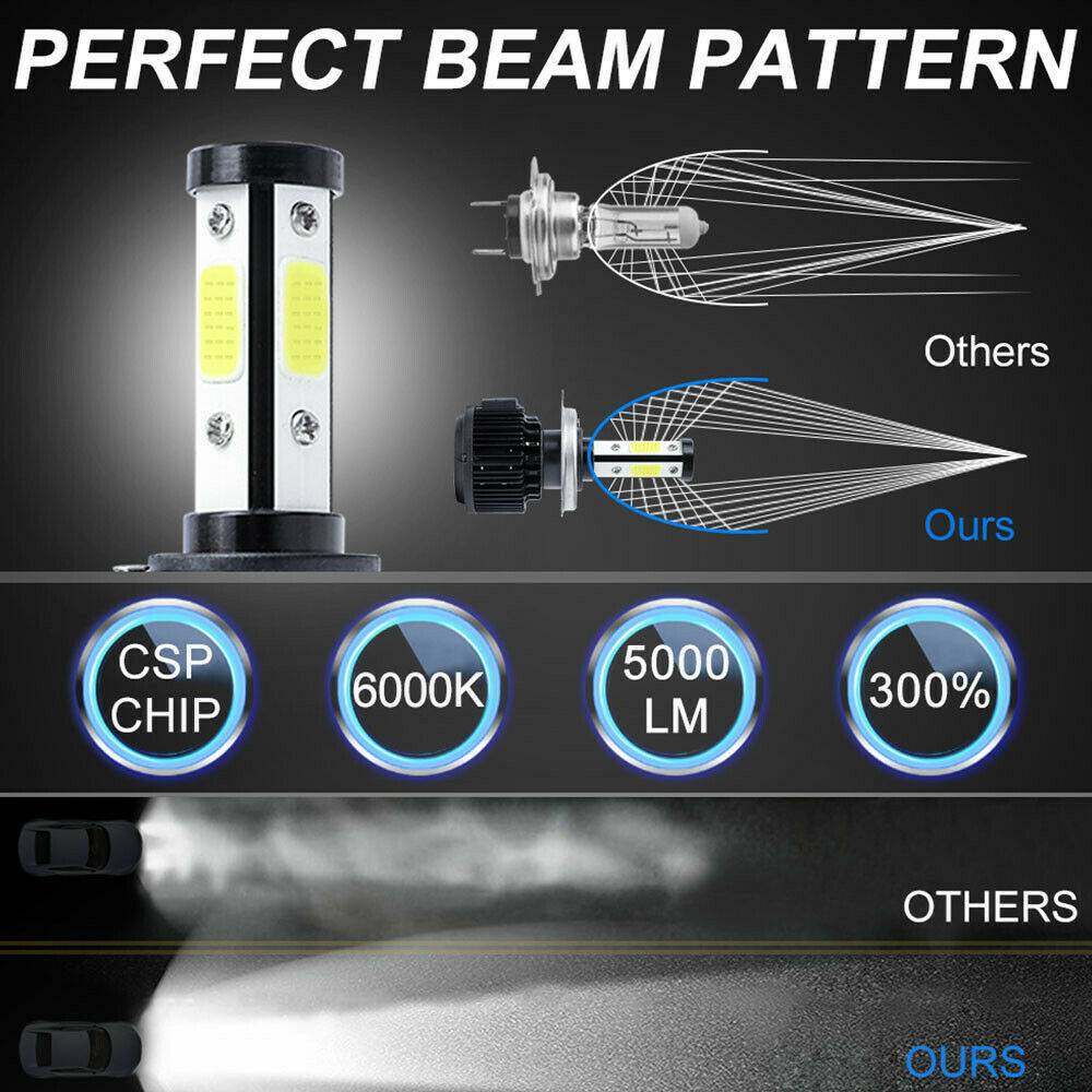 4PCS H4 LED Headlight Bulb Kit Canbus High Beam 6000K