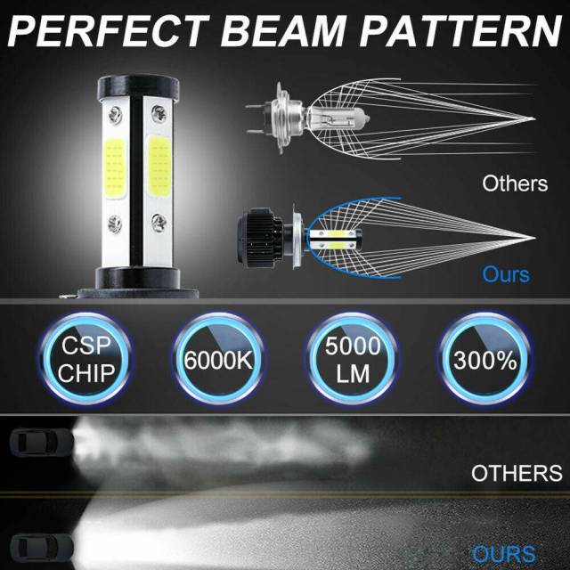 4PCS H4 LED Headlight Bulb Kit Canbus High Beam 6000K