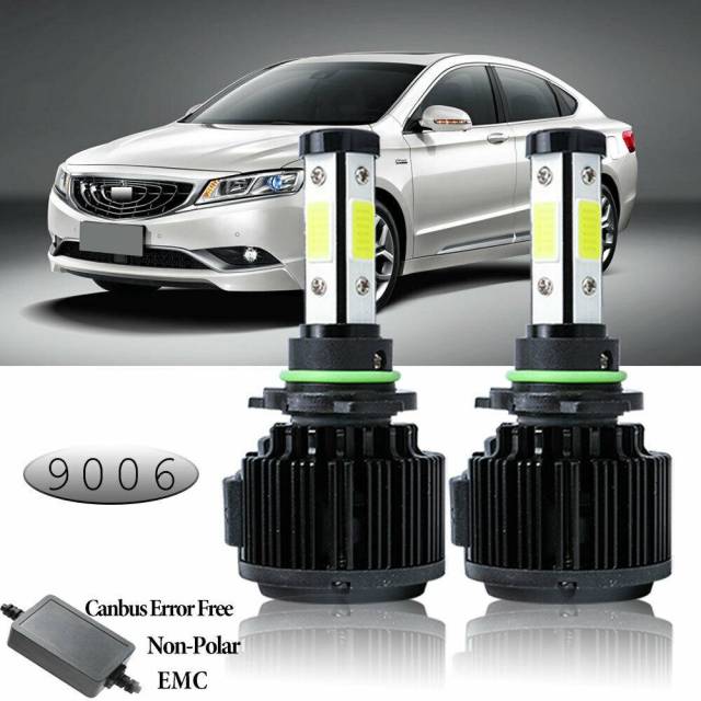 4PCS 4-side Luminous COB LED Low Beam/fog Light Kit 9006 6000K Bulb