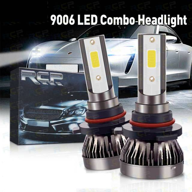 2PCS 9006 Combo LED Headlight Kits 120W High/Low Beam Bulbs 6000K White