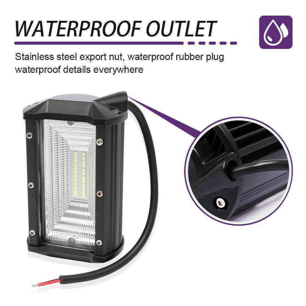2PCS 72W Working Floodlight LED Light Bar Drive Fog Light Off-road 4WD