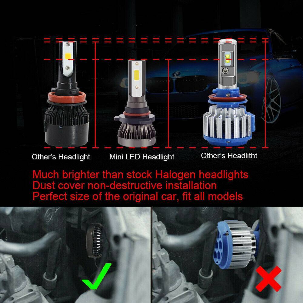 2 pcs Bulbs 9005 Combo LED Headlight Kits 120W High/Low Beam 6000K White