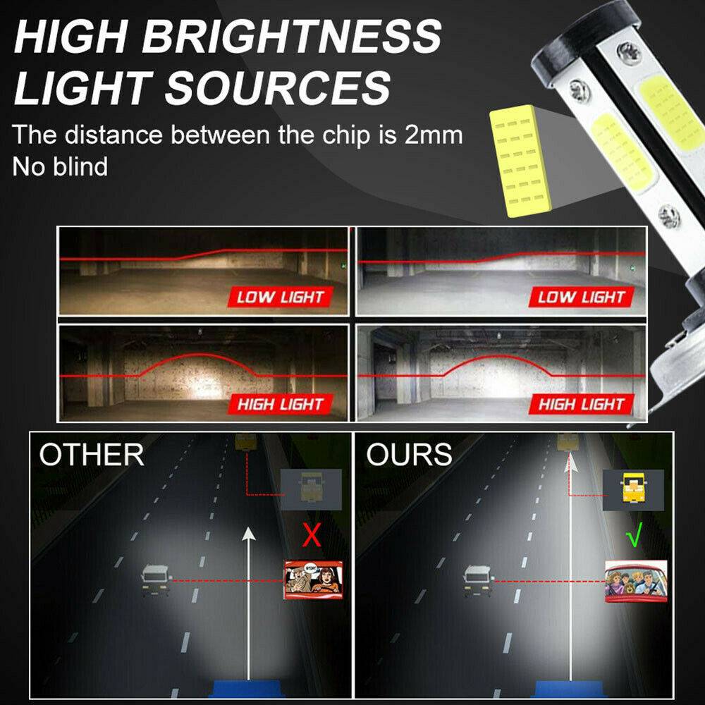 4PCS H4 LED Headlight Bulb Kit Canbus High Beam 6000K