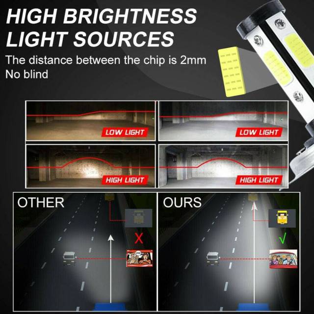 4PCS H4 LED Headlight Bulb Kit Canbus High Beam 6000K