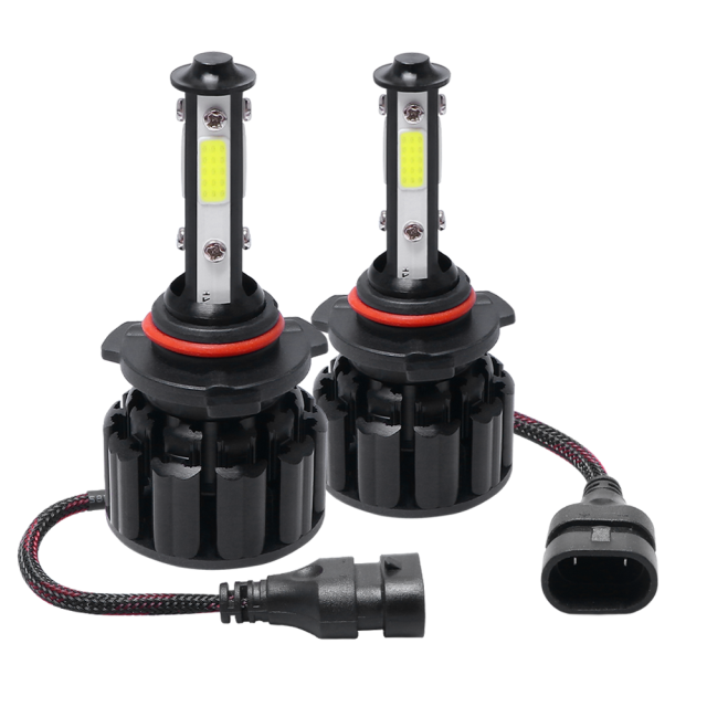 4PCS 4-sided COB 9005 HB3 LED Headlight Bulb Kit 6500K High Beam White