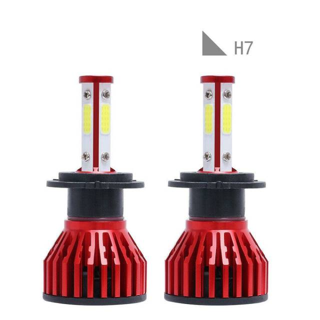 2PCS 4-sided H7 LED Headlight Bulb Conversion Kit Far/Near Light 6000K