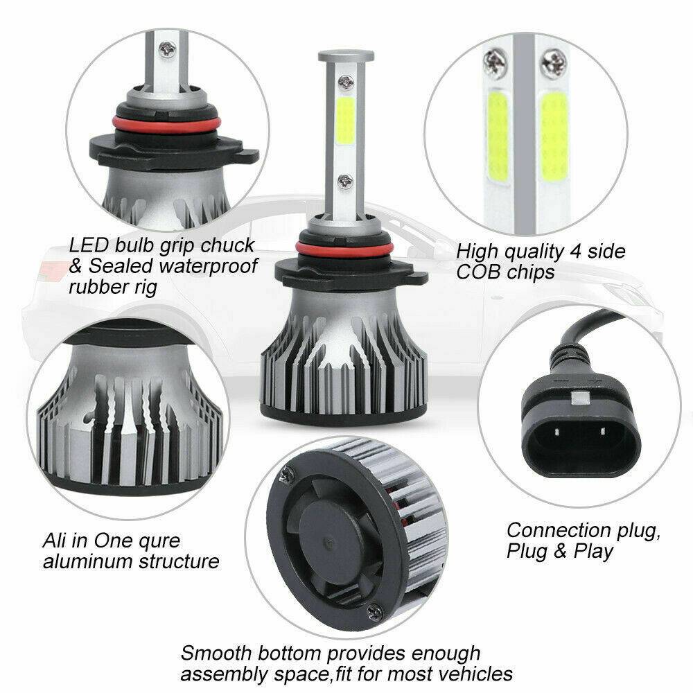 6PCS 4-sided 9005 9006 H11 LED Combination Headlight High Beam Fog Light Kit