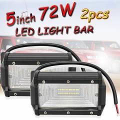 2PCS 72W Working Floodlight LED Light Bar Drive Fog Light Off-road 4WD