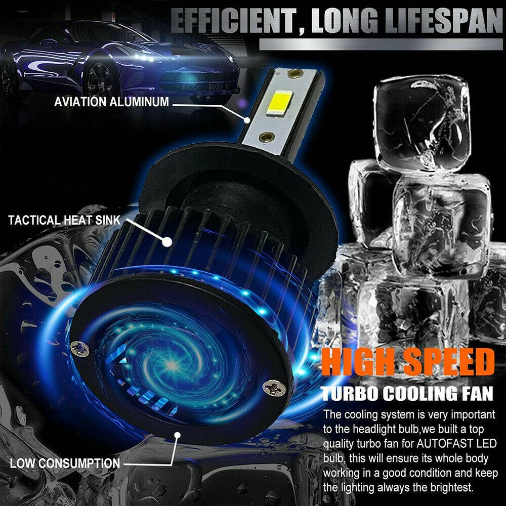 2x H11 CANBUS LED Headlight Kit High Low Beam Bulb Super White 6000K