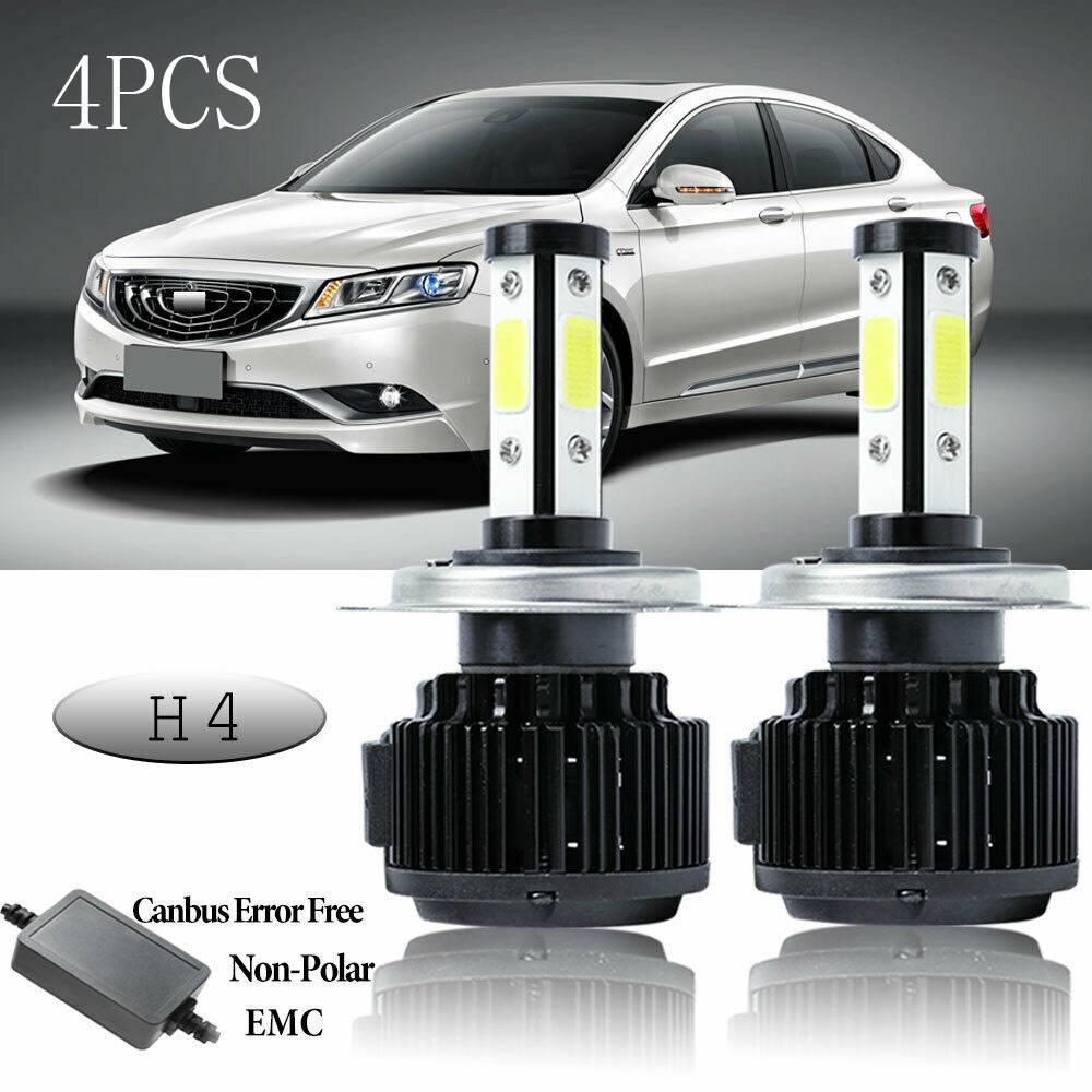 4PCS H4 LED Headlight Bulb Kit Canbus High Beam 6000K